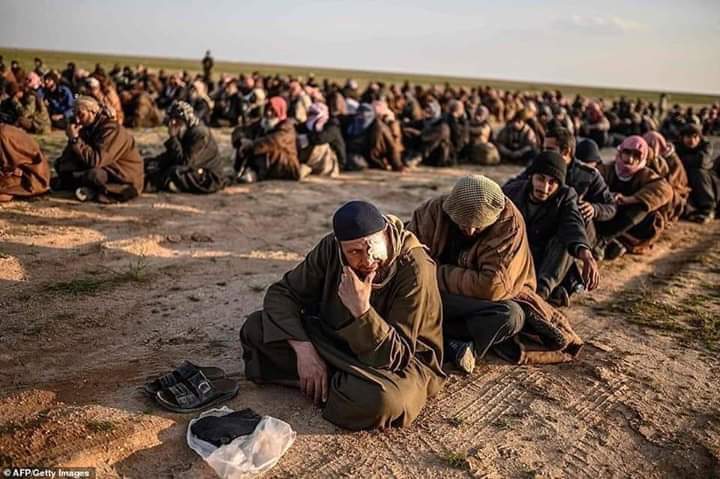 How fierce does ISIS look now? Here they are surrendering to US troops in Syria. Please make this viral. American news didn't want to show it and give our troops credit.