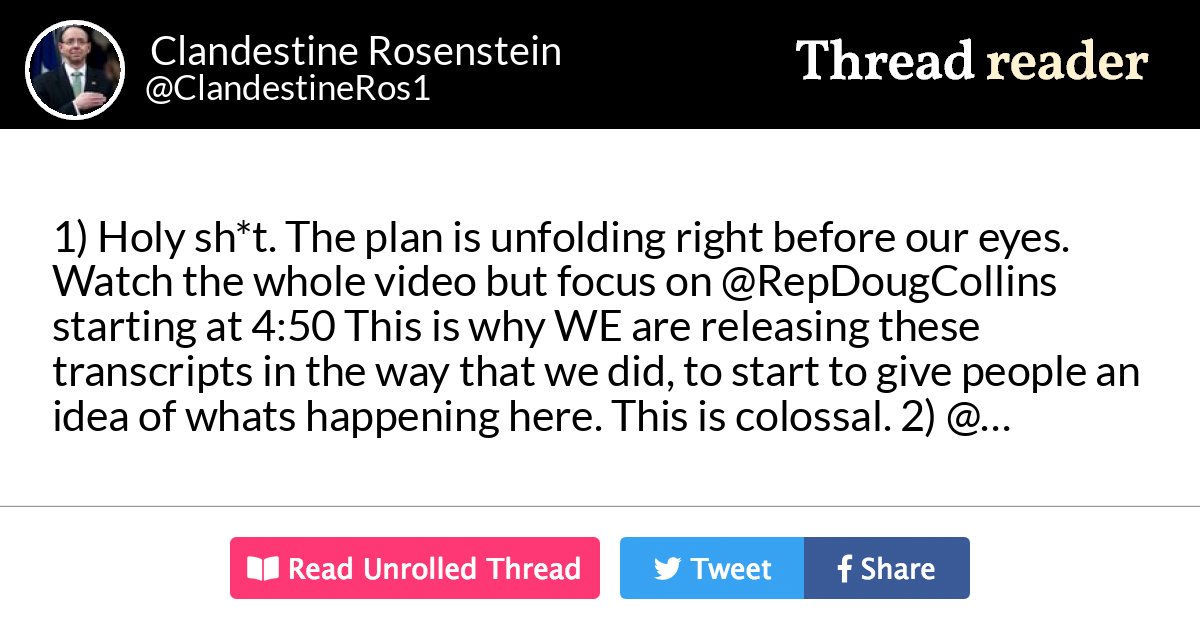 Thread by @ClandestineRos1: "1) Holy sh*t. The plan is unfolding right before our eyes. Watch the whole video but focus on @RepDougCollins starting at 4:50 “This is why […]"
