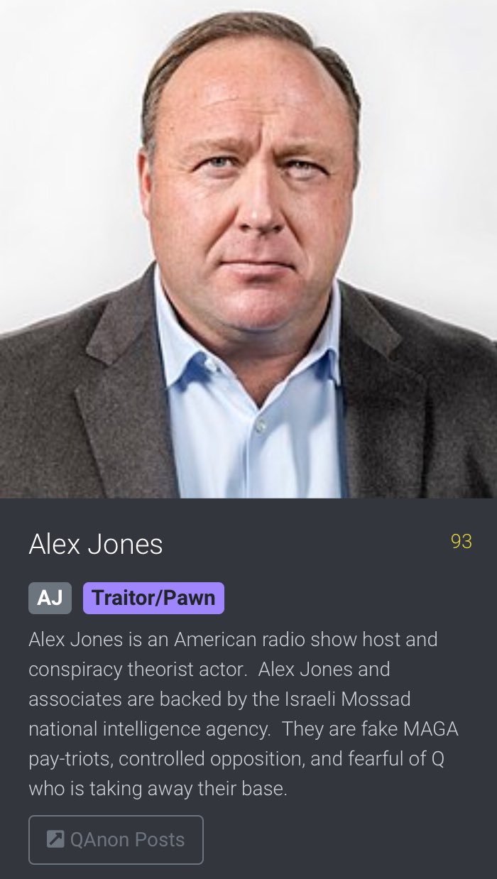 Santa Claus Of The United States on Twitter: "Traitor/PawnAlex Jones is an American radio show host & conspiracy theorist actor. Alex Jones & associates are backed by the Israeli Mossad national intelligence agency. They are fake MAGA pay-triots, controlled opposition, & fearful of #Q who is taking away their base. #SCOTUS… https://t.co/d3kzI5hHov"