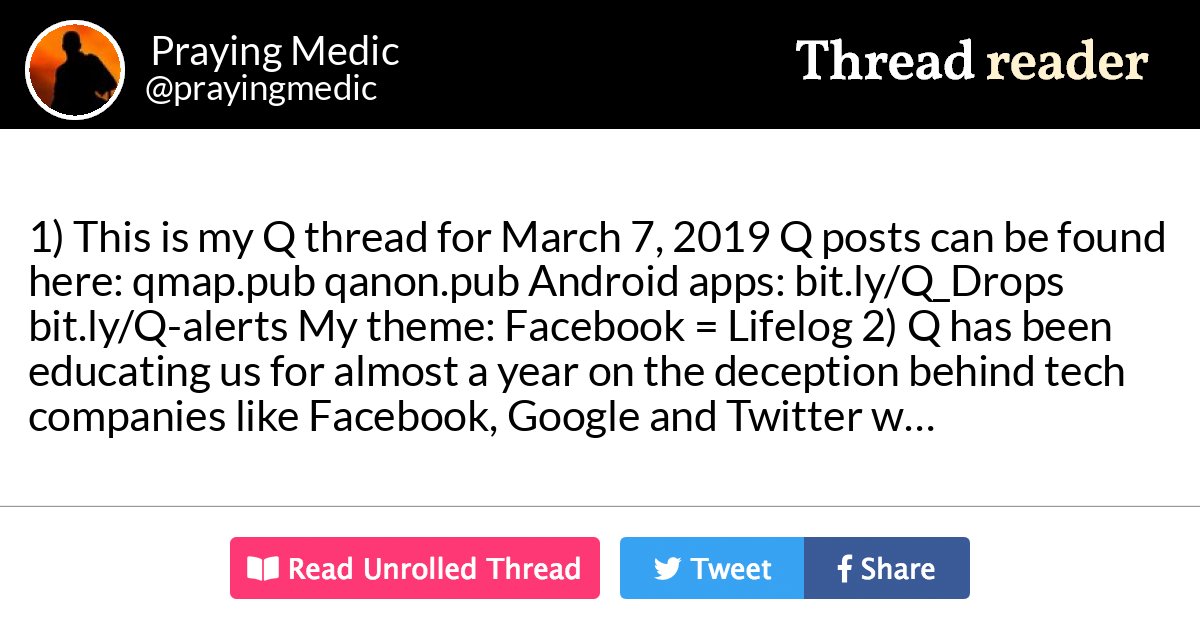 Thread by @prayingmedic: "1) This is my Q thread for March 7, 2019 Q posts can be found here: qmap.pub qanon.pub Android apps: bit.ly/Q_Drops bit.ly/Q-alerts My theme […]" #MIGA