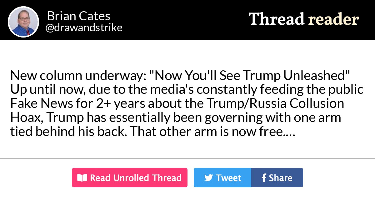 Thread by @drawandstrike: "New column underway: "Now You'll See Trump Unleashed" Up until now, due to the media's constantly feeding the public Fake News for 2+ years […]"
