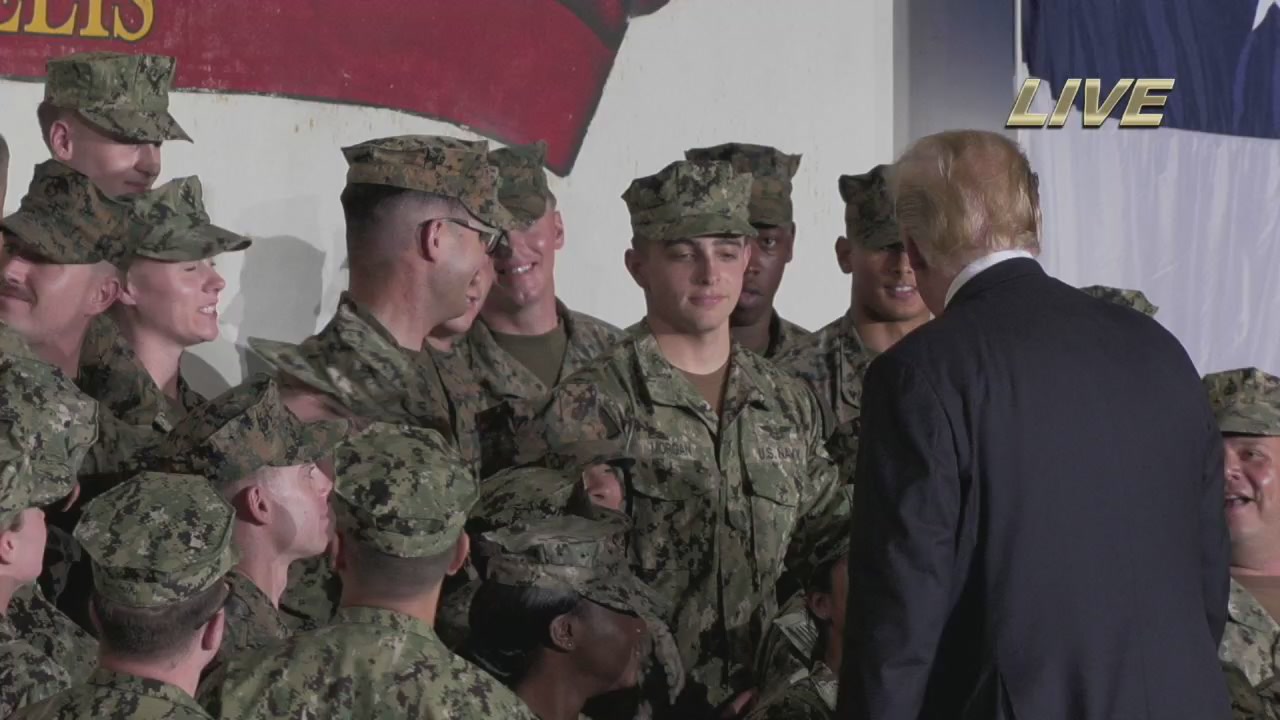 U.S. Forces Japan: "LIVE remarks from @POTUS Donald J. Trump aboard #USSWasp in #Japan!"