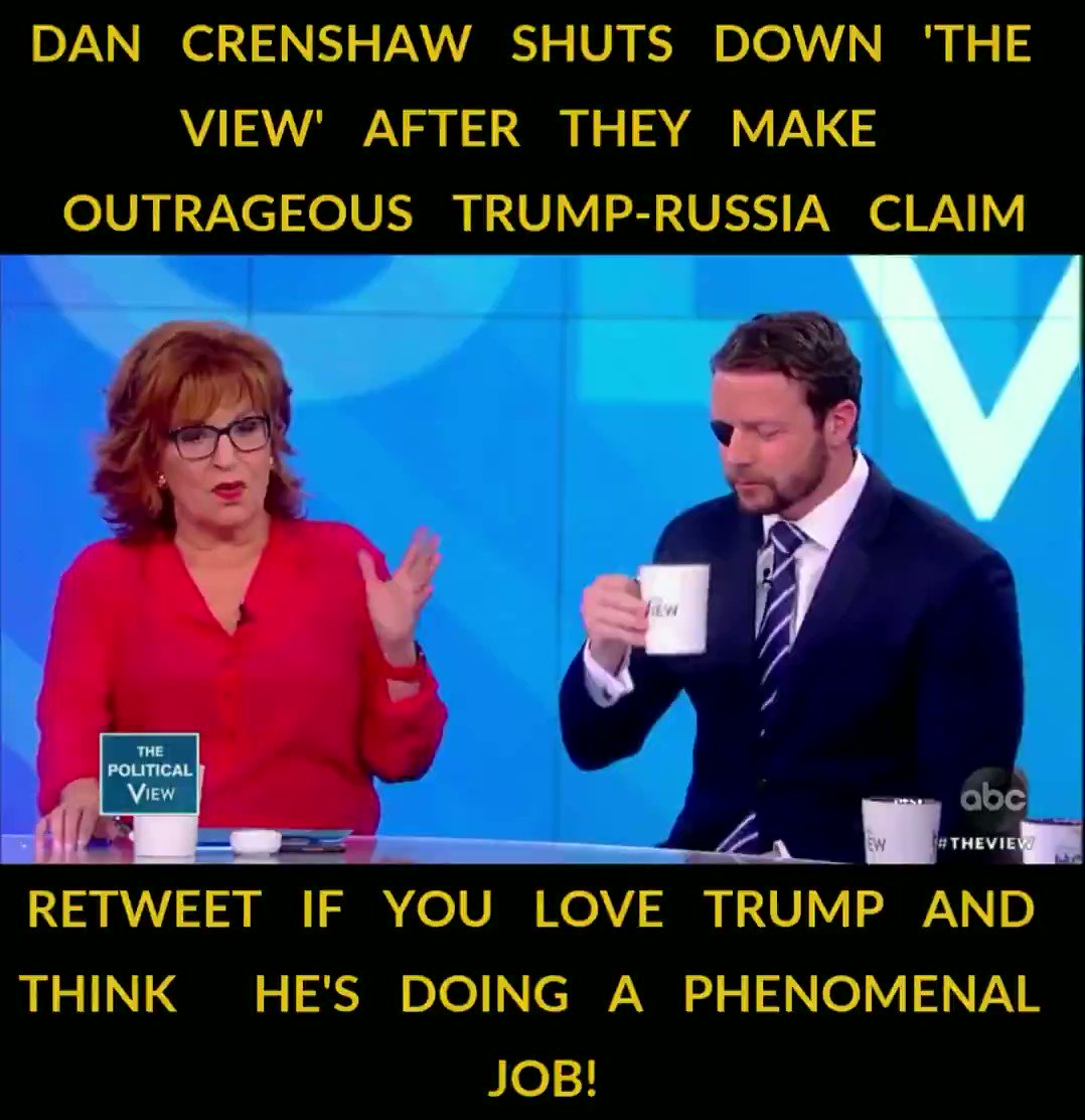 ??Super Elite Texan??  ▄︻╦デ╤一 on Twitter: "In 2024 I will be supporting @DanCrenshawTX for President. Watch as he lays waste to the "ladies" vile hate & liberal propaganda they spread on the View. He destroys their 'Trumps in Putins pocket' narrative provided to them by their globalist masters. https://t.co/S5a4RiuB4p"