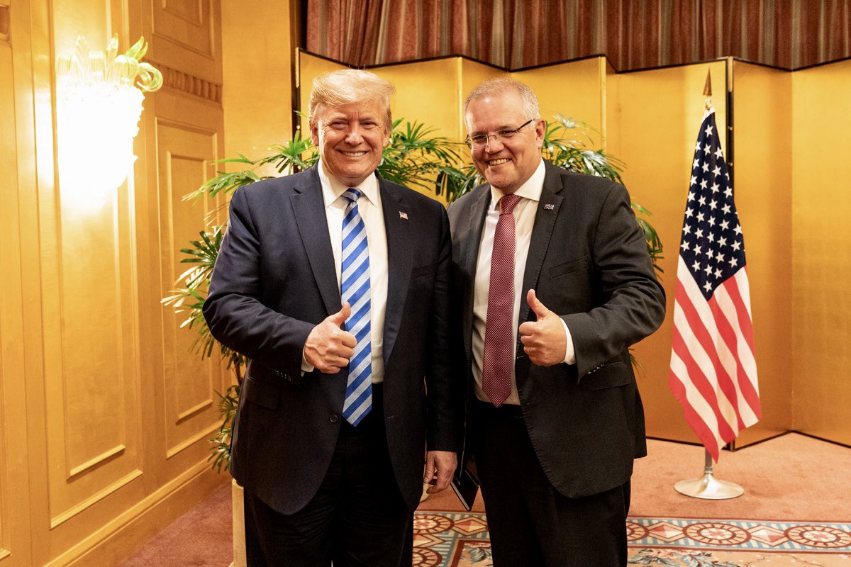 Dan Scavino Jr.?? on Twitter: "President @realDonaldTrump and Prime Minister of Australia @ScottMorrisonMP, after dinner this evening in Osaka, Japan. #G20… https://t.co/XFfIu6A6zw"