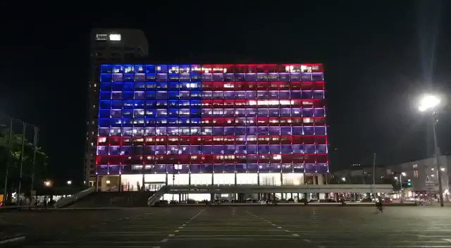 ?Gabriella? on Twitter: "Our friends in Israel lit up Tel Aviv's City Hall with the colors of the American flag to show support for our country that’s mourning for the souls who were killed during the senseless shootings in both El Paso, TX & Dayton, OH.???? https://t.co/1peTMkQ2Ws"