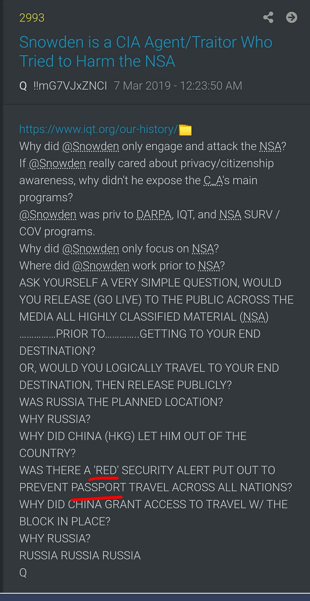 (((❌40Head❌⭐⭐⭐❌))) on Twitter: "Possible meaning of RIG FOR RED?Q stated passports can be flagged to limit travel. #QDrop 2993 used "'RED' SECURITY ALERT PUT OUT TO PREVENT PASSPORT TRAVEL"Drop 1 we saw HRC's"Passport approved to be flagged..."Does RIG FOR RED mean it's time to flag passports?#WWG1WGA… https://t.co/pcwaJuK0Nw"