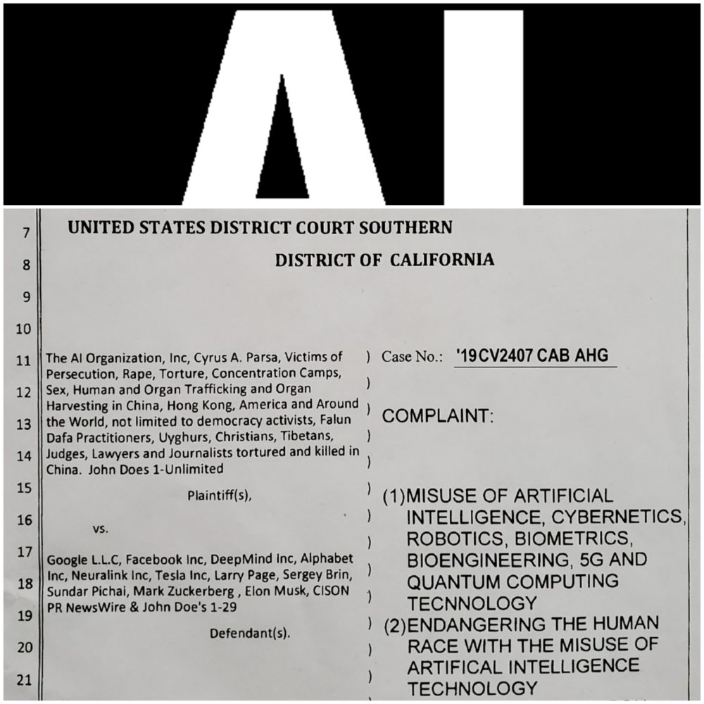 Google, Facebook, Neuralink Sued for Weaponized AI Tech Transfer, Complicity to Genocide in China and Endangering Humanity with Misuse of AI - THE AI ORGANIZATION