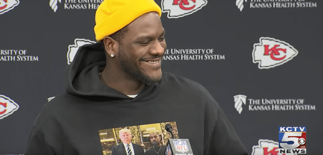 WATCH: Kansas City Chief Wears Trump Sweatshirt to Super Bowl Press Conference! | News Thud