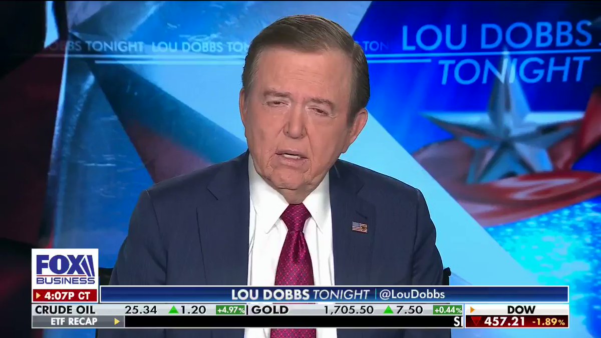 Lou Dobbs auf Twitter: "Punishing China: @SecGeneScalia says @realDonaldTrump’s decision to block Federal pension investments in Chinese equities is part of a broader reassessment of U.S. ties and dependencies to China as a result of the Wuhan Virus. #AmericaFirst #MAGA #Dobbs… https://t.co/yM2Y0dgpib"