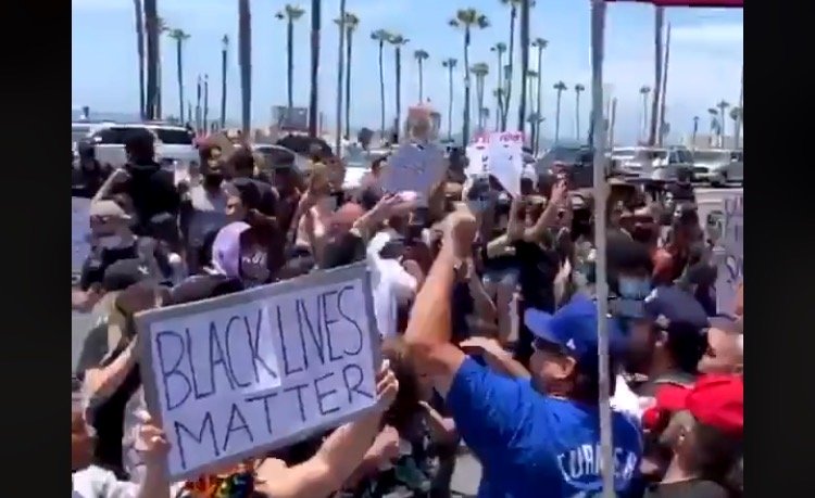 FIREWORKS! Huntington Beach Locals Clash with Black Lives Matter Protesters - Police Declare Unlawful Assembly (VIDEO)