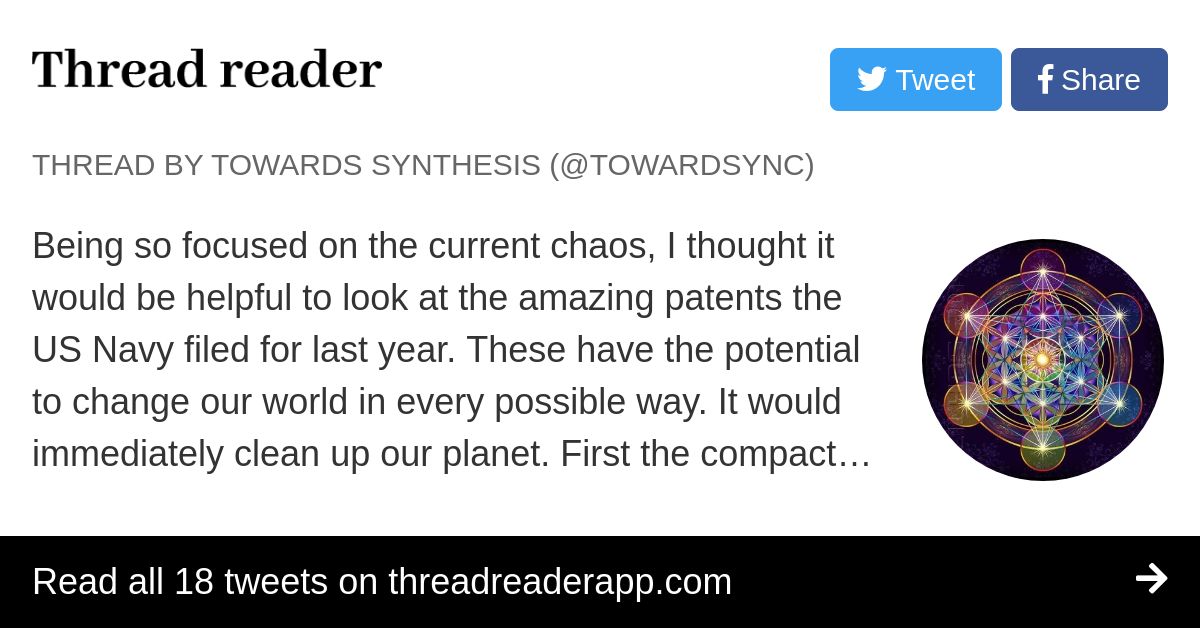 Thread by @TowardSync: Being so focused on the current chaos, I thought it would be helpful to look at the amazing patents the US Navy filed for last year. These h…