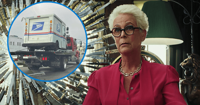 Jamie Lee Curtis Wonders if Trucker in Red Hat Towing USPS Vehicle 'Stealing the Election'