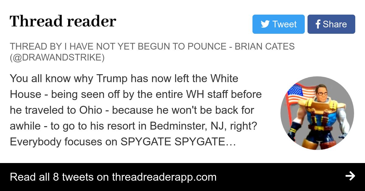 Thread by @drawandstrike: You all know why Trump has now left the White House - being seen off by the entire WH staff before he traveled to Ohio - because he won't be…