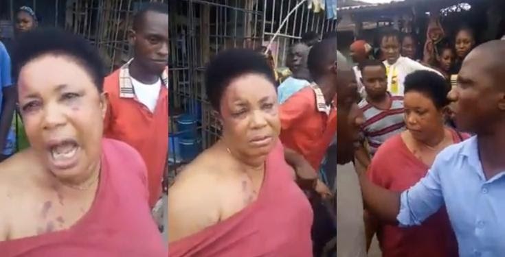 Woman Allegedly Returns Manhood She Stole In Aba After she was beaten by angry Mobs in Abia state (Watch Video)