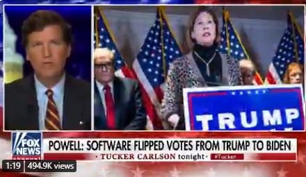 AWFUL. Tucker Carlson Doubles Down, Hits Sidney Powell and Says No Evidence of Switching Votes -- HERE ARE 11 TIMES THEY GOT CAUGHT SWITCHING VOTES (Video)