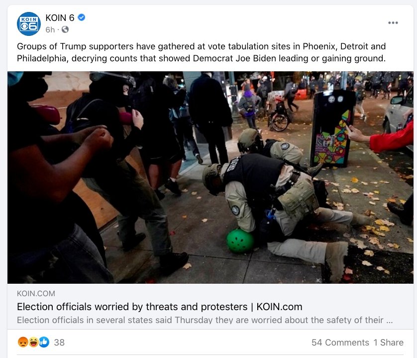 Mainstream Media CAUGHT Using Portland Riot Pic To Frame Election Integrity Protests As Violent