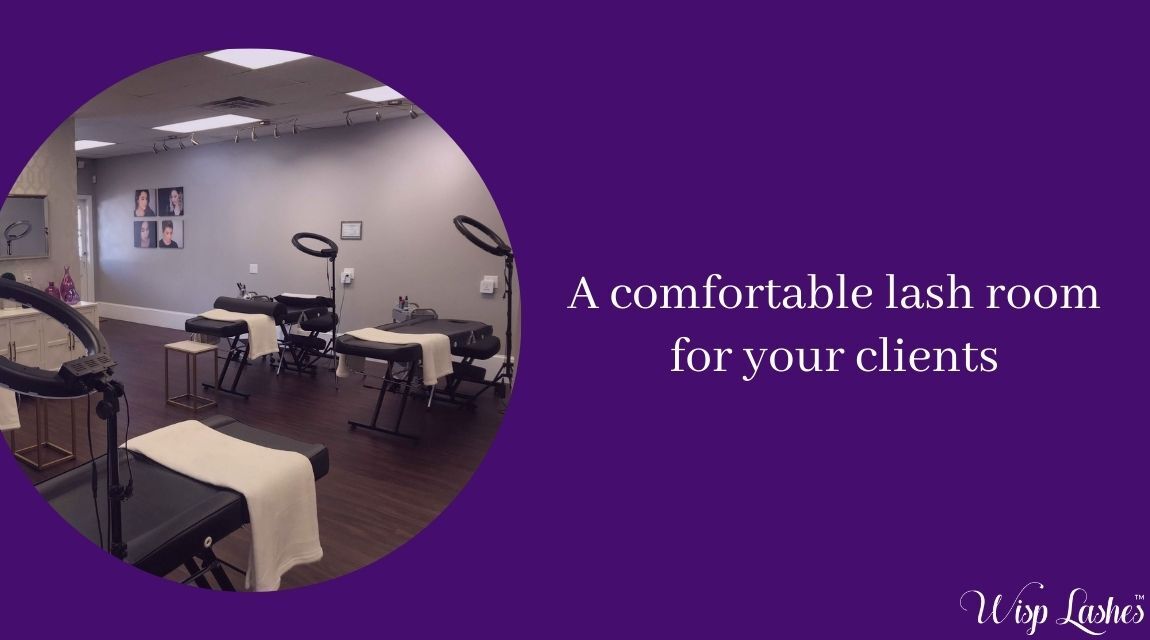 A comfortable lash room for your clients | Wisp Lashes