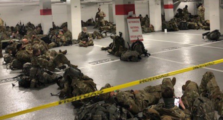 The Same Party that Stole Military Votes in Michigan and Georgia -- Is Now Forcing Military Men and Women to Sleep on the Floor in a DC Parking Garage