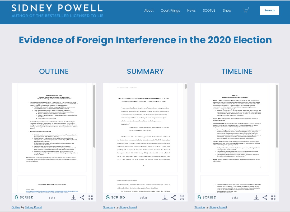 Sidney Powells 21-page Executive Summary of the Foreign Interference in the 2020 U.S Presidential Election - James Fetzer