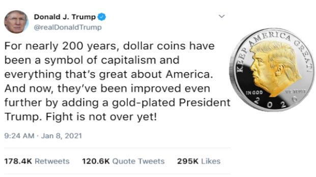 GOLD AND SILVER PLATED PRESIDENT TRUMP 2020 COIN | AnyImage.io