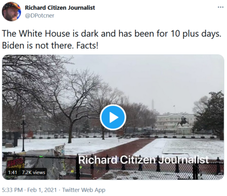 Single tweet claims, The White House is dark and has been for 10 plus days. Biden is not there. (Cap) - (We) Are The News