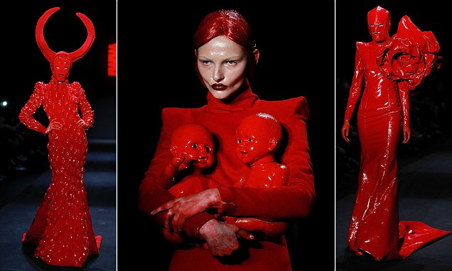 Hu Shegang's Chinese Fashion Week show saw models clutching demonic dolls | Daily Mail Online