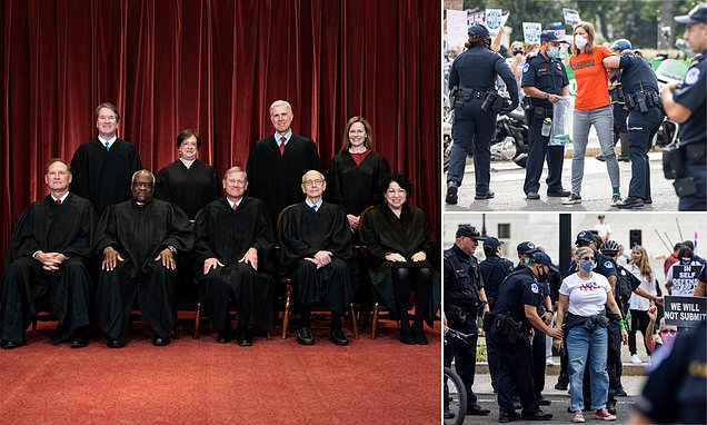 Cops arrest activists outside US Supreme Court as Justices return for politically-charged new term | Daily Mail Online