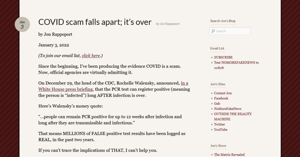 The Covid Scam has fallen apart — It’s over… | From Rome