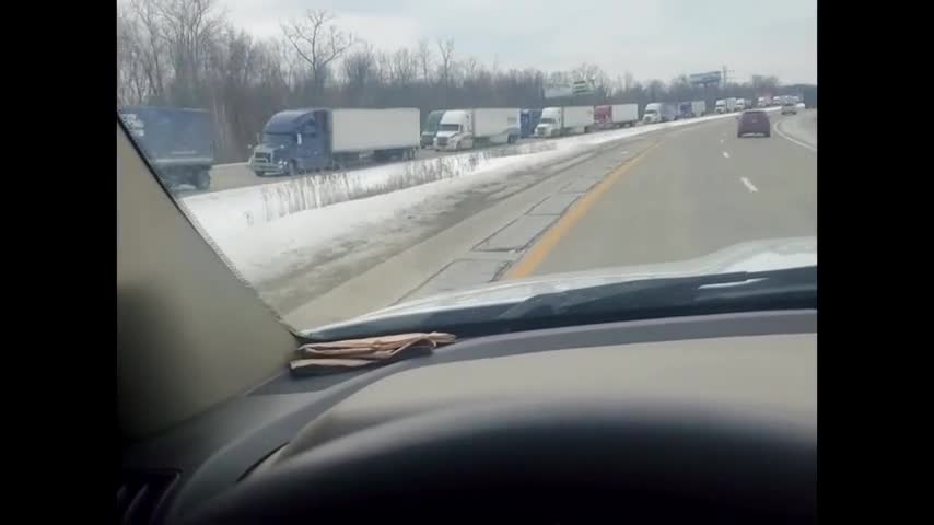 'Insane' line of truckers block U.S.-Canada border..!!