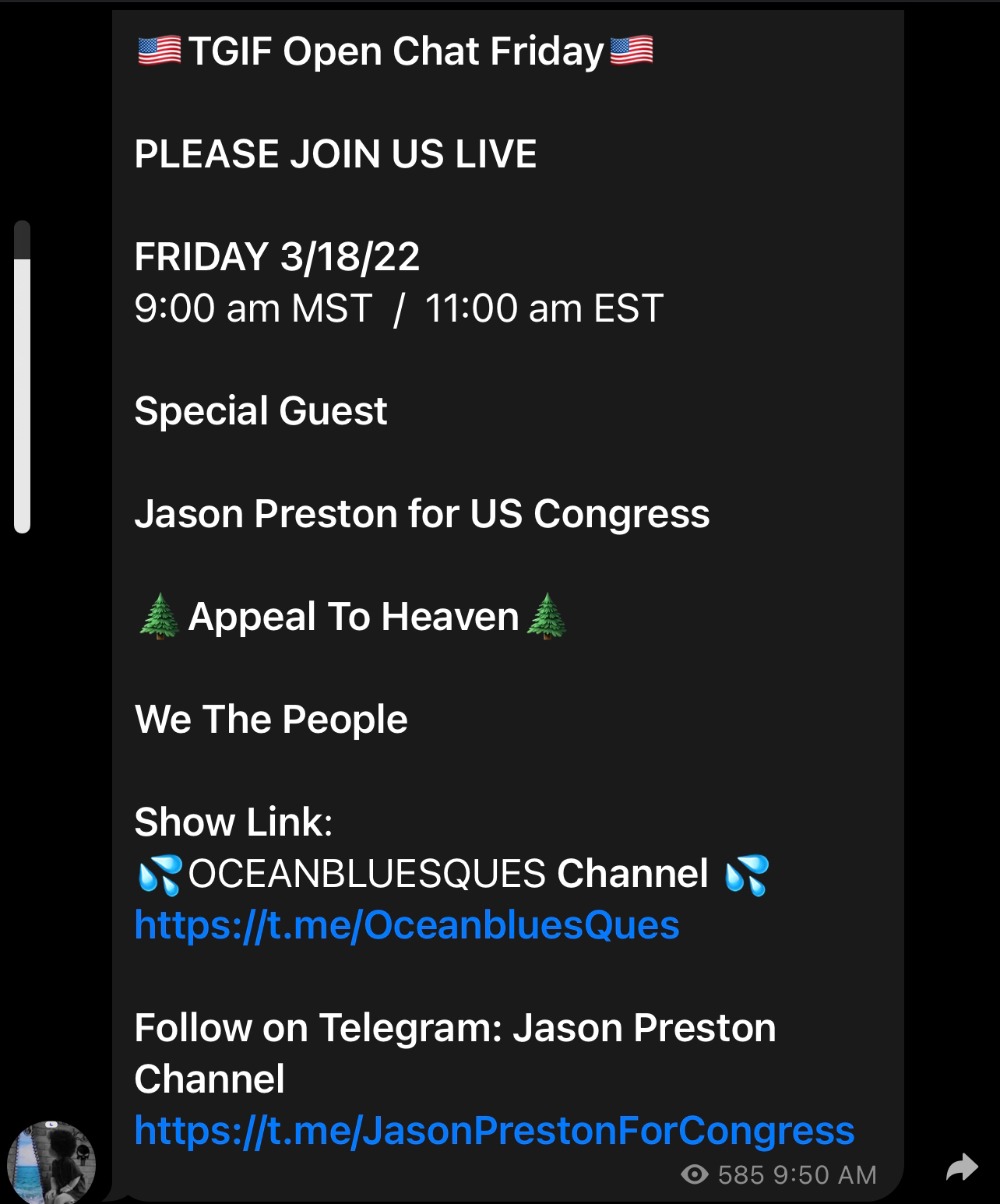 OCEANBLUESQUES???????? on GETTR : https://t.me/OceanbluesQues PLEASE JOIN…. JASON PRESTON UTAH STATE CONGRESSMAN LIVE NOW …. ???????