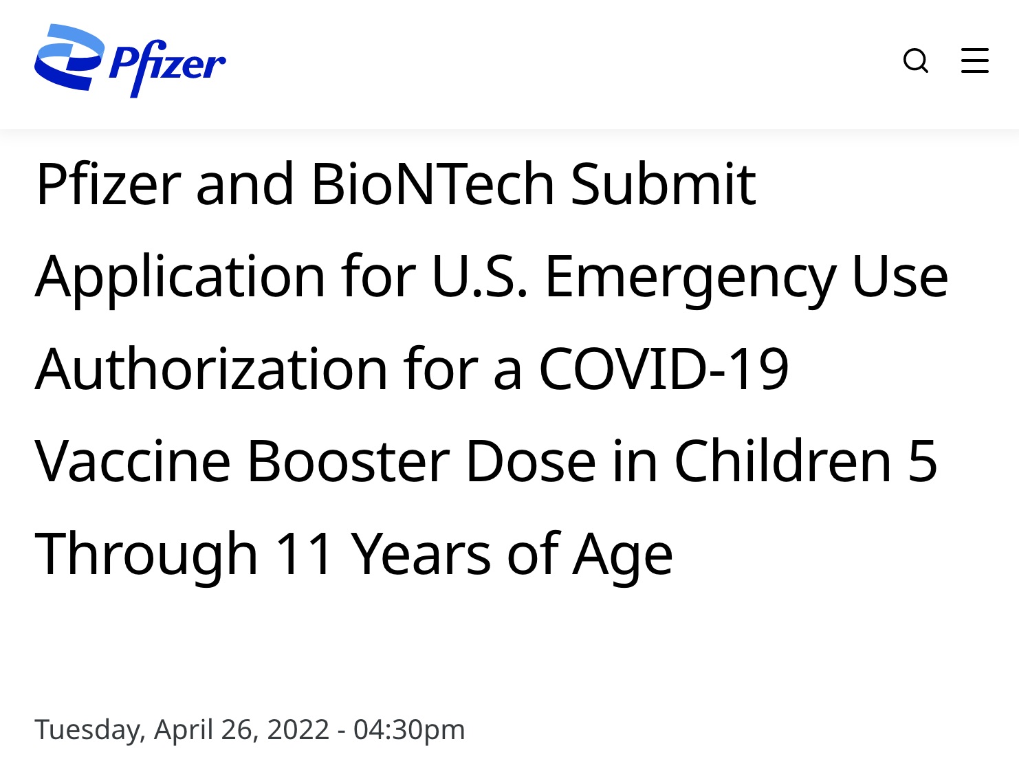 Pfizer requests emergency Booster approval for 5 year-olds… |