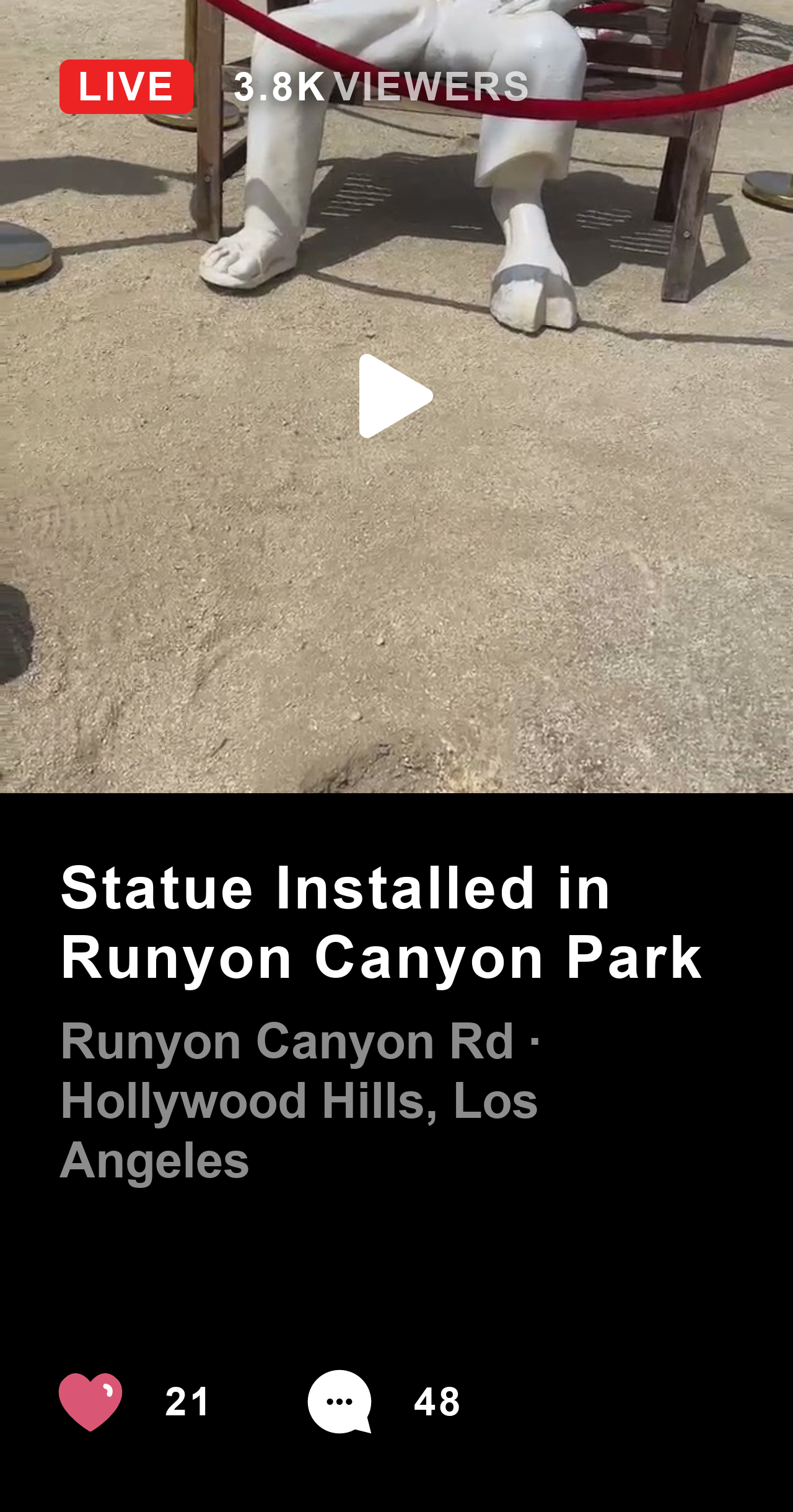 Statue Installed in Runyon Canyon Park