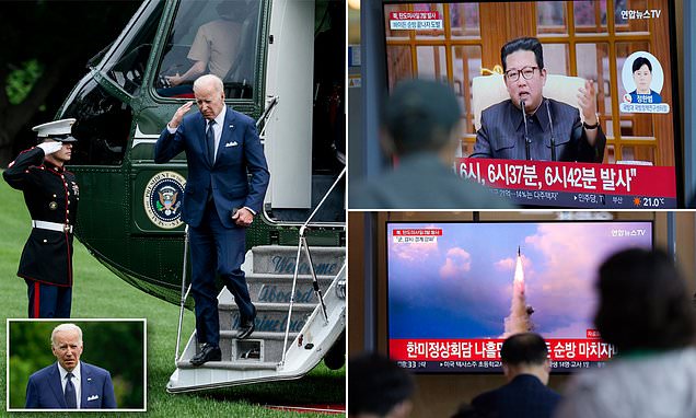 North Korea fires off three ballistic missiles AFTER Biden leaves Asia | Daily Mail Online