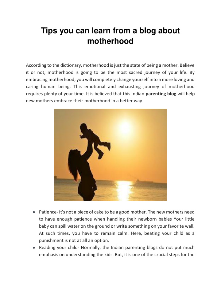 PPT - Tips you can learn from a blog about motherhood PowerPoint Presentation - ID:11439649