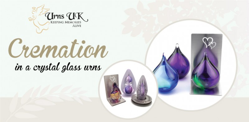 Cremation in a Crystal Glass Urns