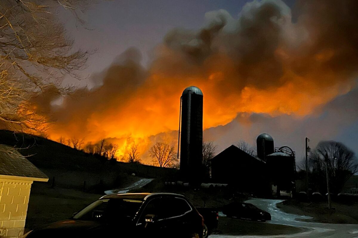 50-car Train Derailment Causes Big Fire, Evacuations in Ohio