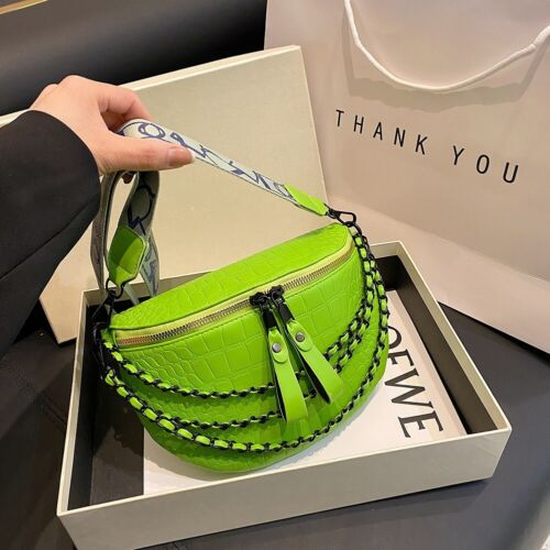 Women Fashion Crossbody Bag Wide Shoulder Strap Crocodile Pattern Chest Bag new.  | eBay