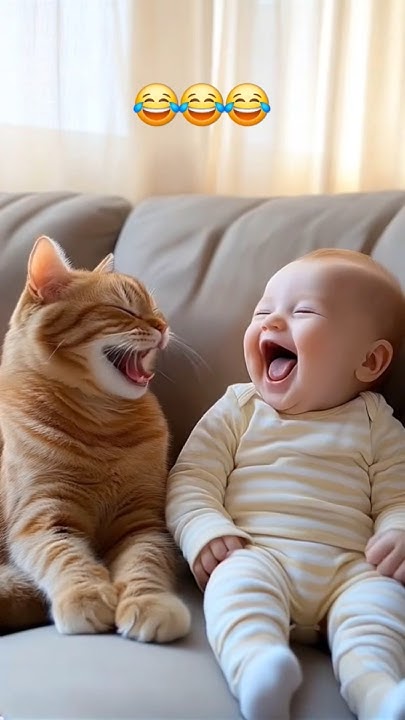 Baby laughing with cute cat ? ? #shorts #baby #funny #cats - YouTube